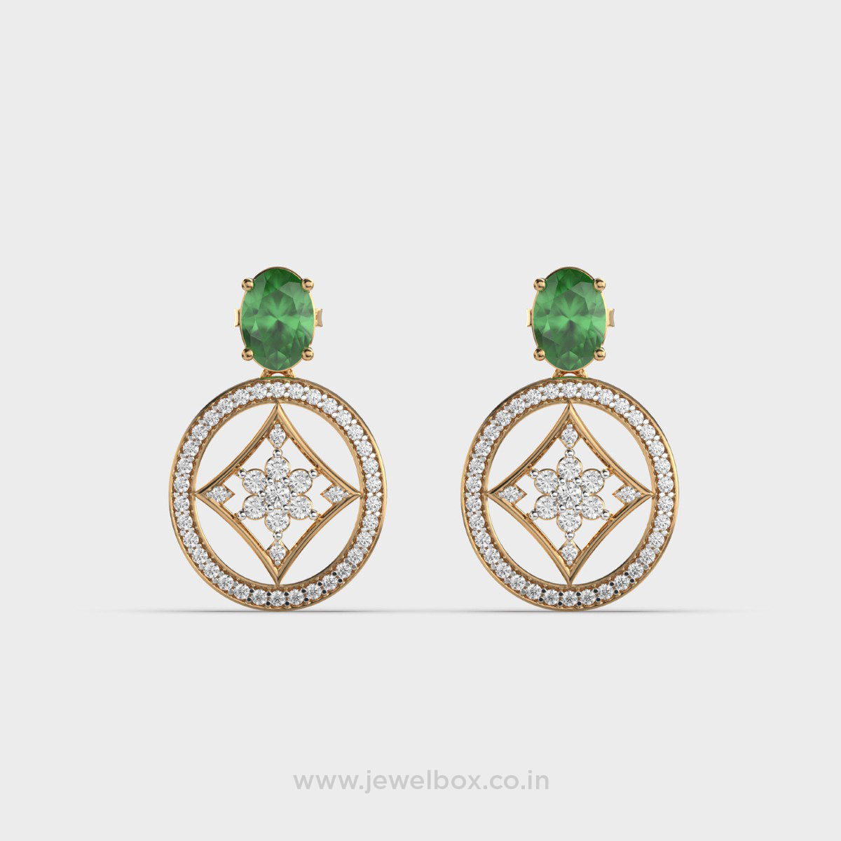 Genevia Green Stone Diamond Earrings