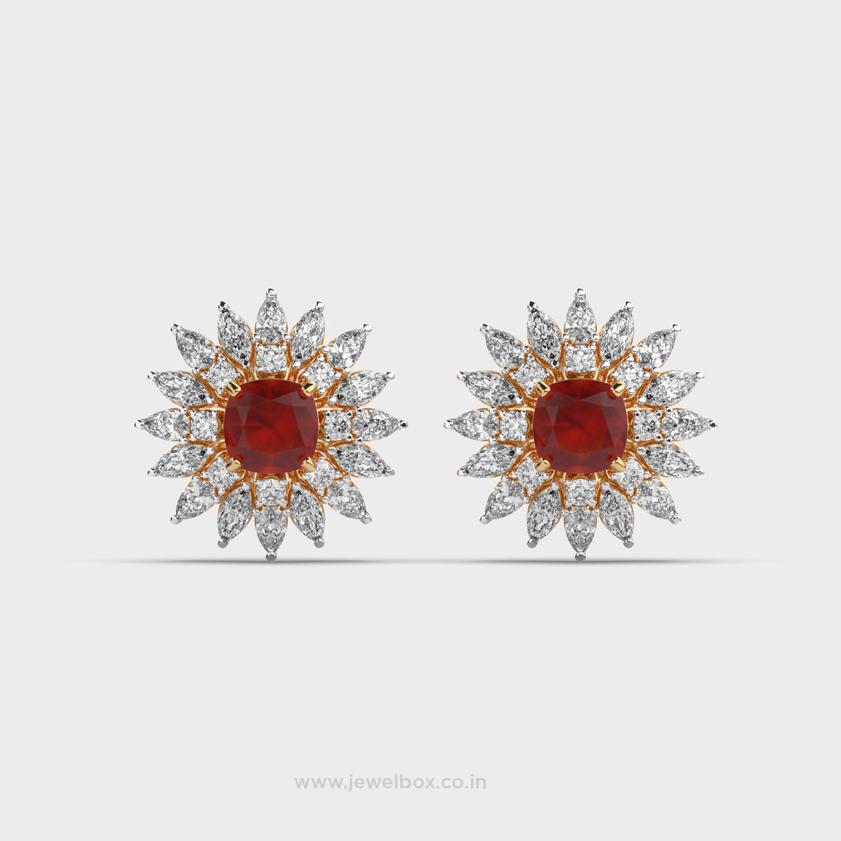 Ravishing Red Stone Diamond Earrings