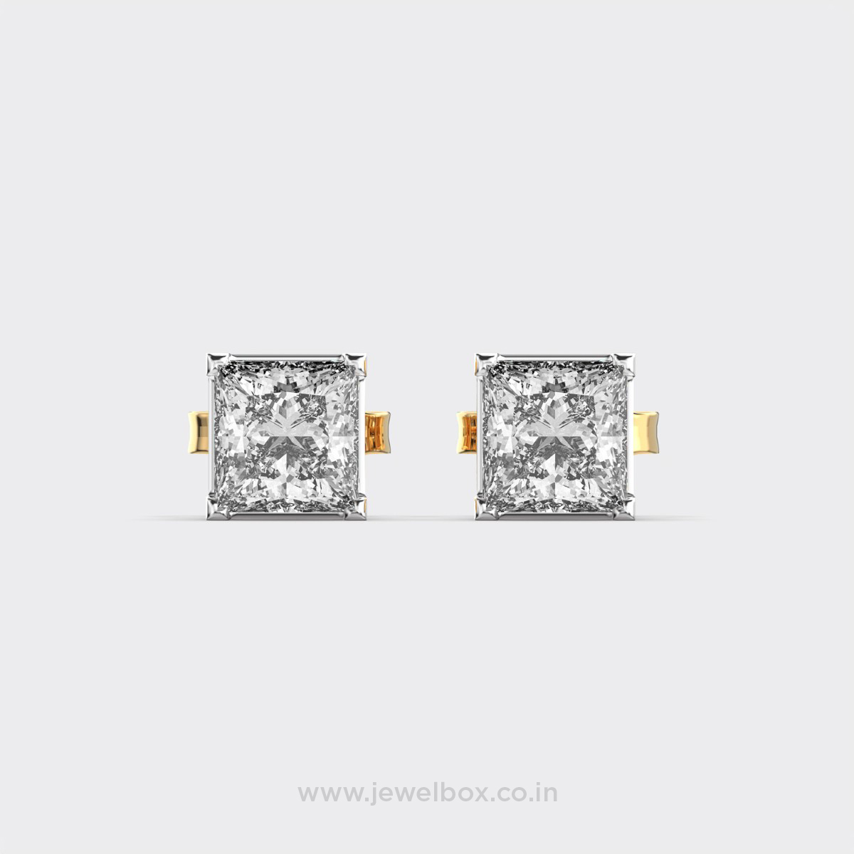 Gracious Princess Cut Diamond Stud Earrings