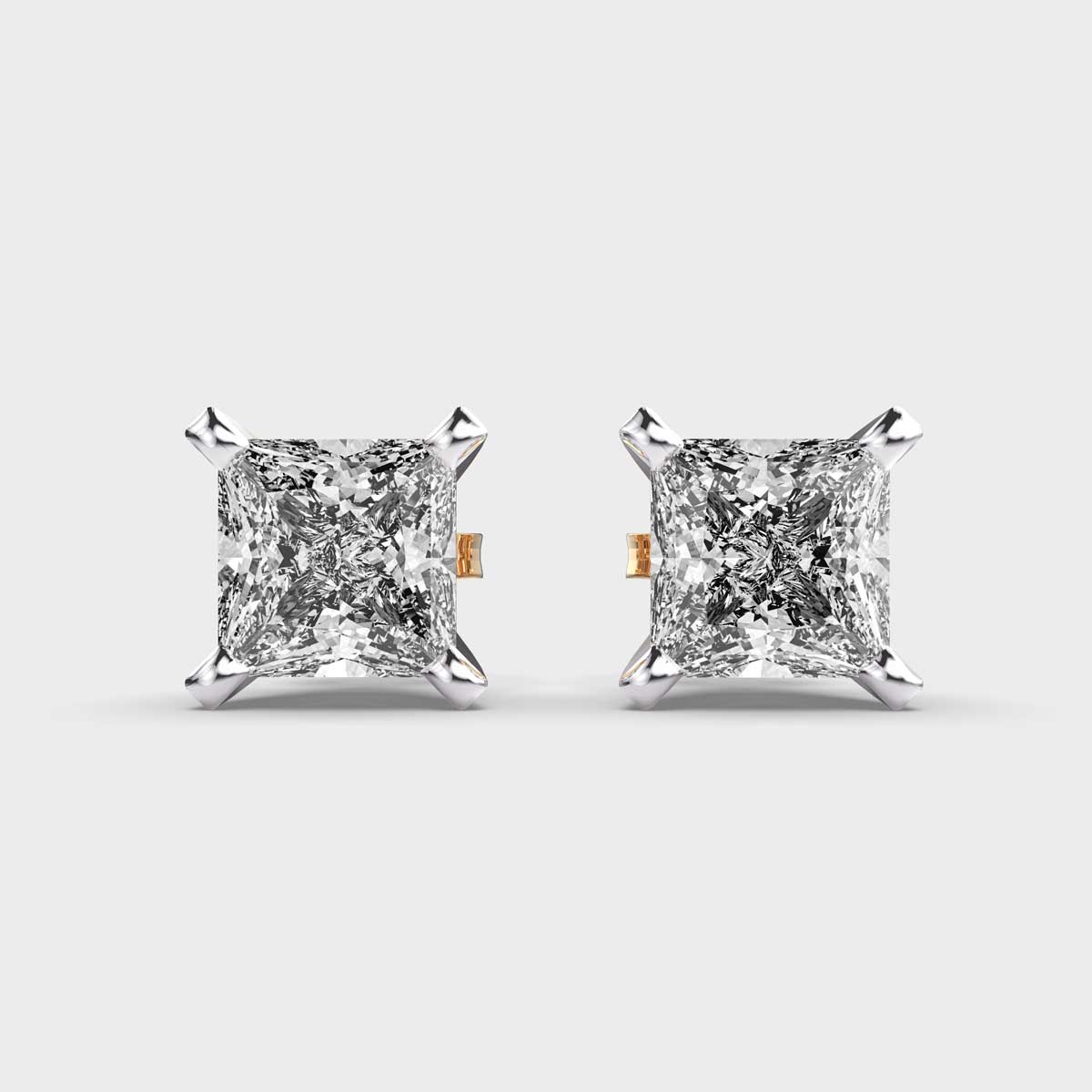 Classic English Princess Cut Diamond Studs