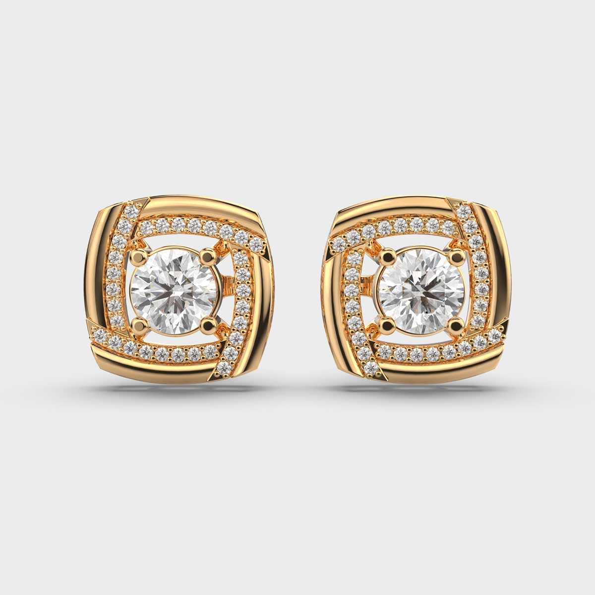Diamond Clustered Solitaires in Square Studs