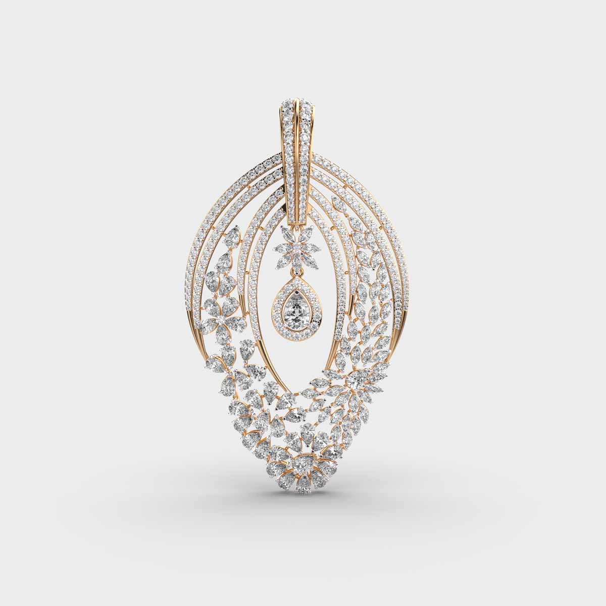 Floral Radiance Diamond Pendant (Without Chain)