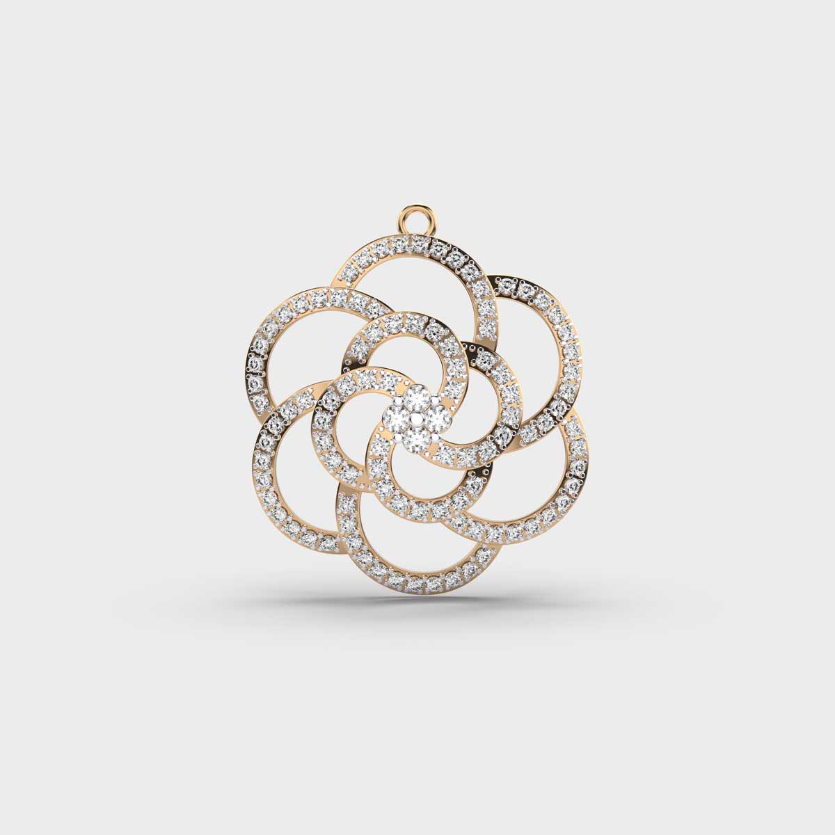 Swivelling Flower Diamond Pendant (Without Chain)