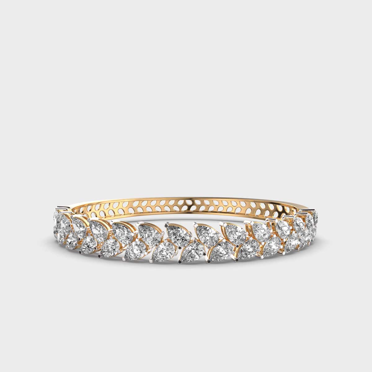 Foliage Oval Diamond Clustered Statement Bracelet