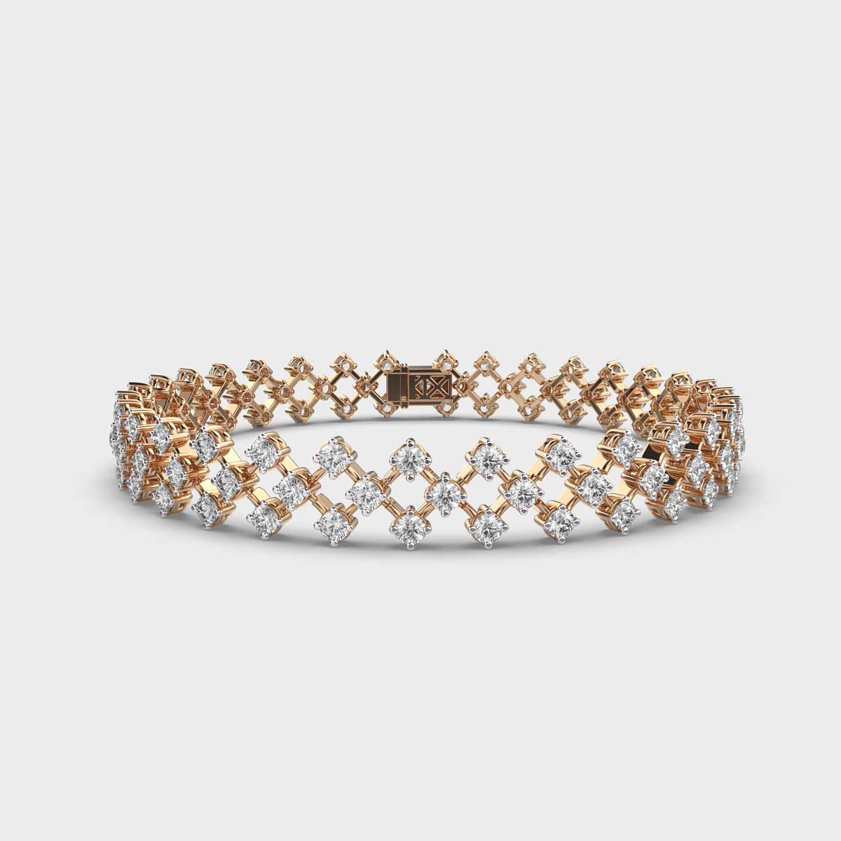 Clustered Diamond Mesh Wide Bracelet