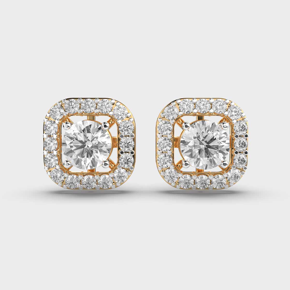 Solitaire In Cushion Diamond Studs