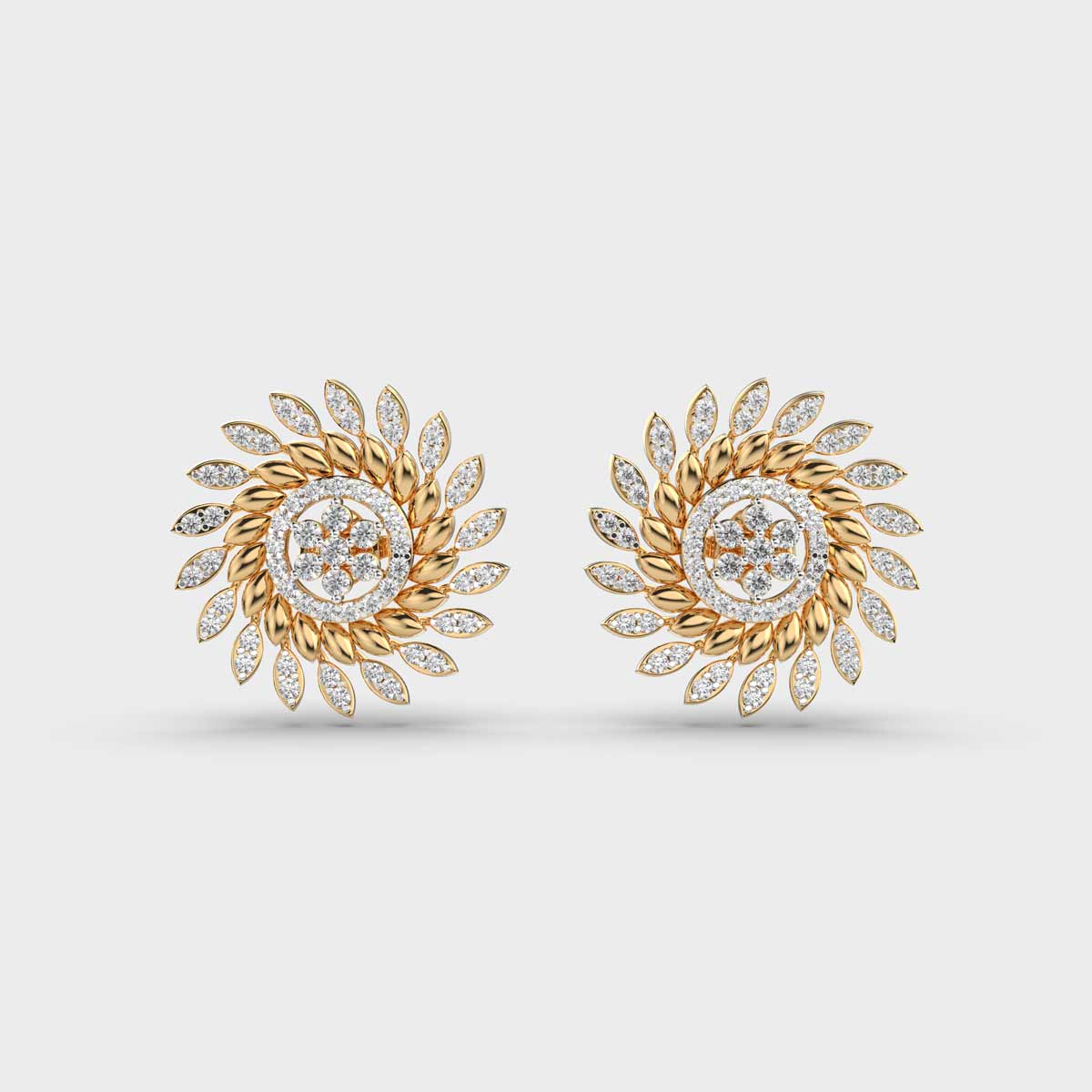 Sunflowers on a Wheel Diamond Earstuds