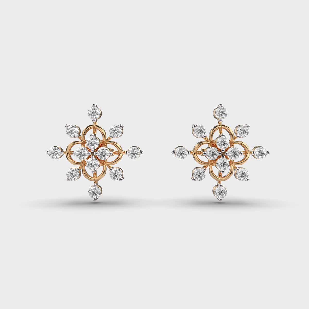 Pinwheel Diamond Clustered Earstuds