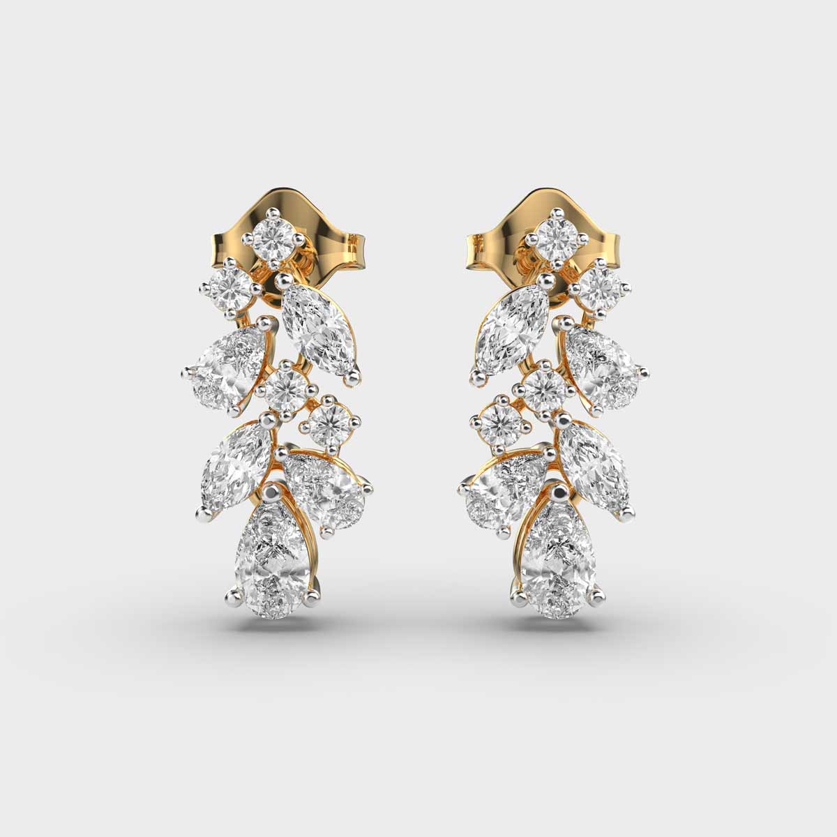 Pear Diamond Cluster Rain Dangler Earrings
