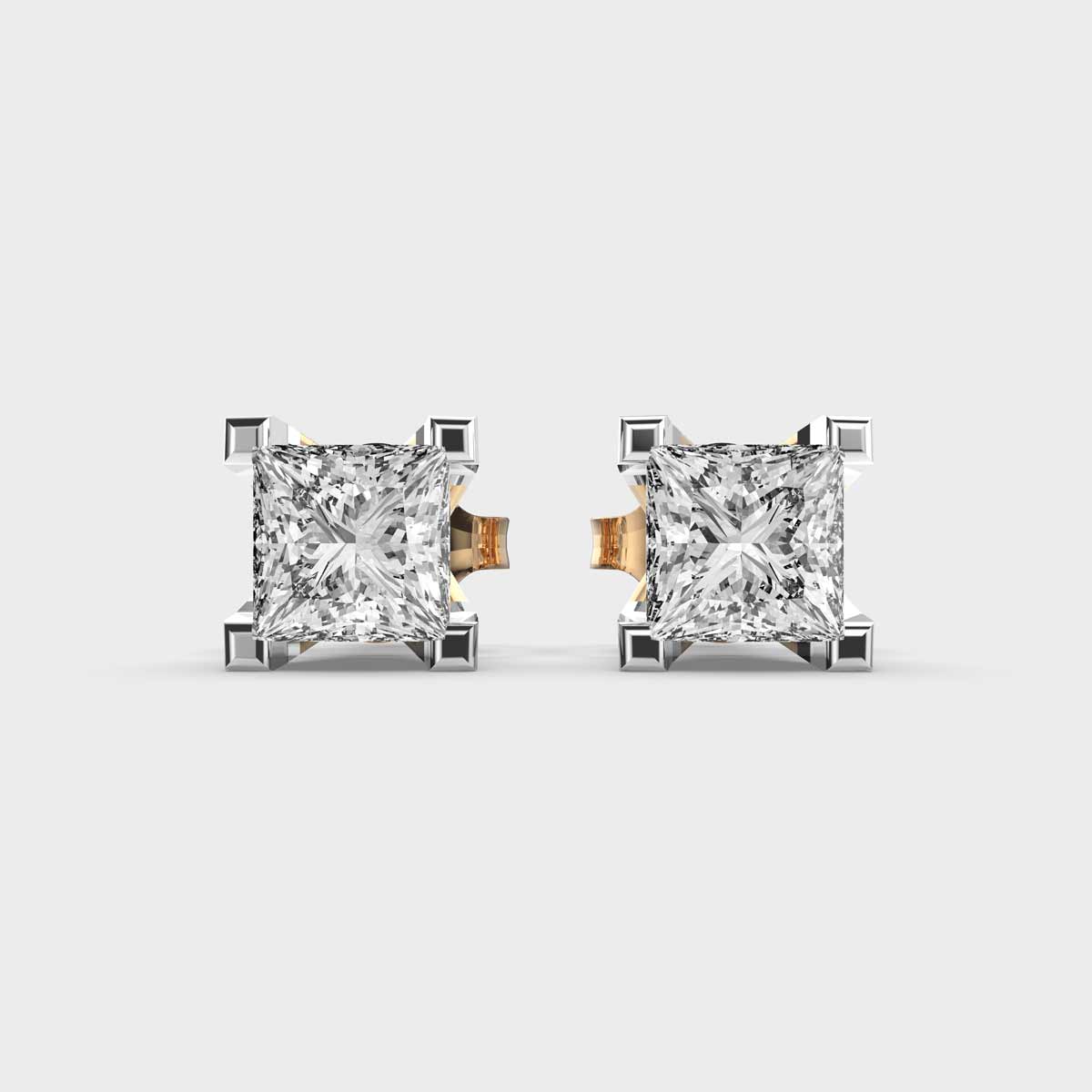 Cute Princess Cut Diamond Studs