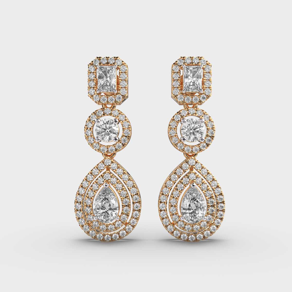 Luminous Jewel Drop Diamond Dangler Earrings