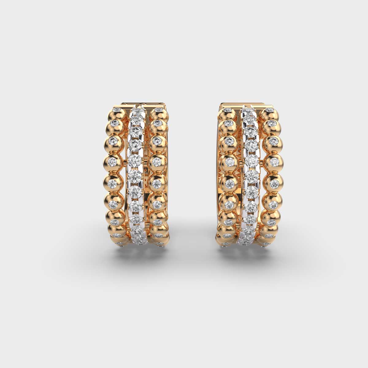 Dewy Diamond Encrusted Huggie Hoop Earrings
