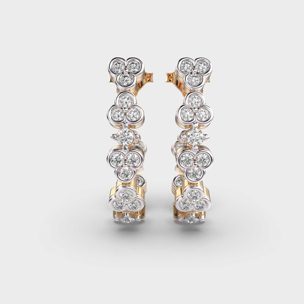 Shimmering Cascade Diamond Hoop Earrings