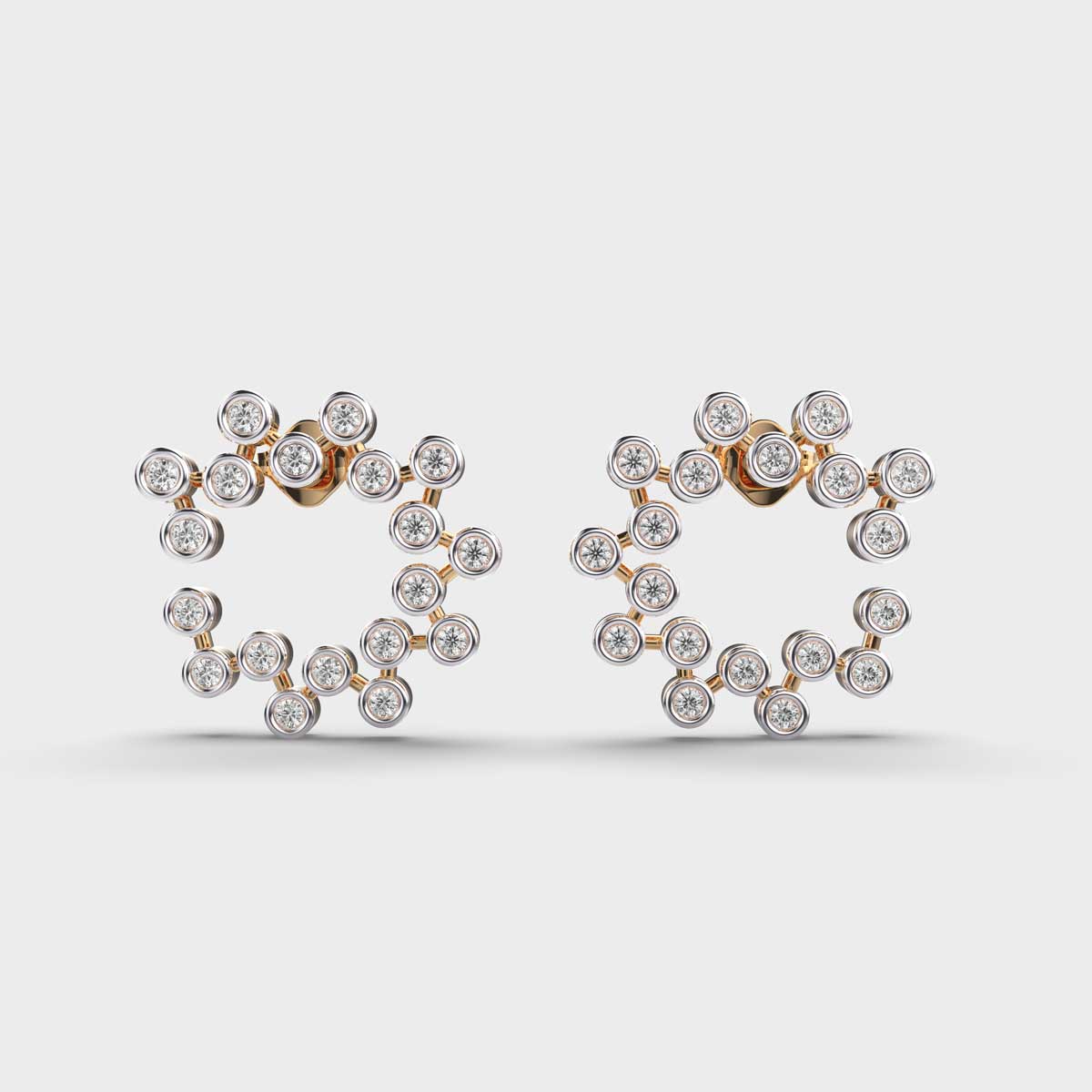Crescent Sign Shining Diamond Earrings