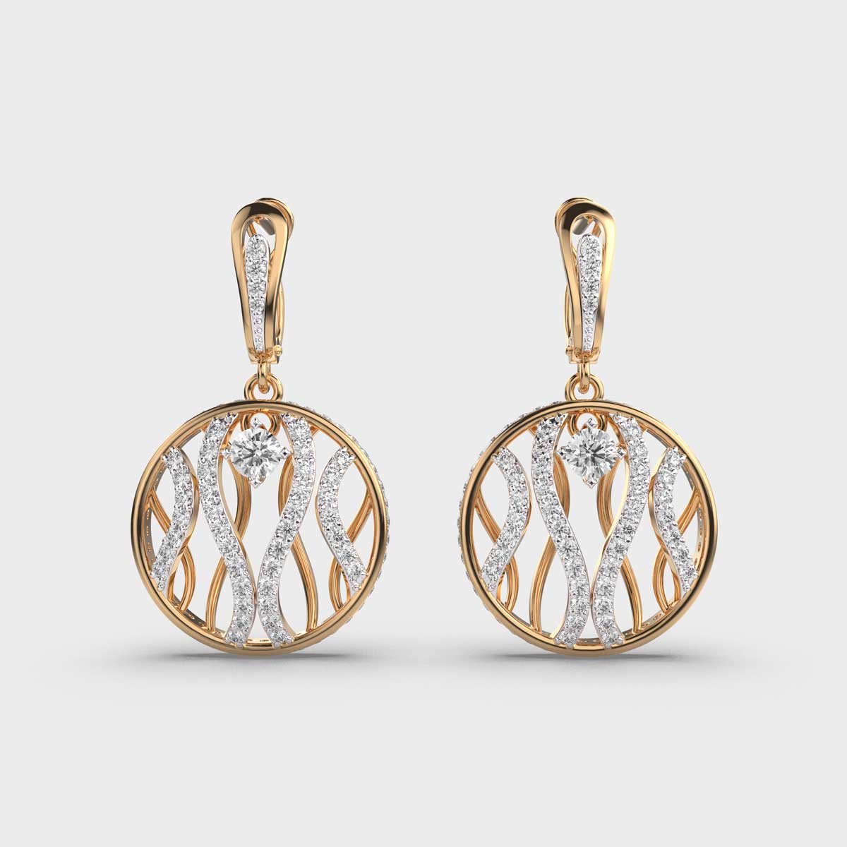 Spiral Descent Elegant Diamond Earrings