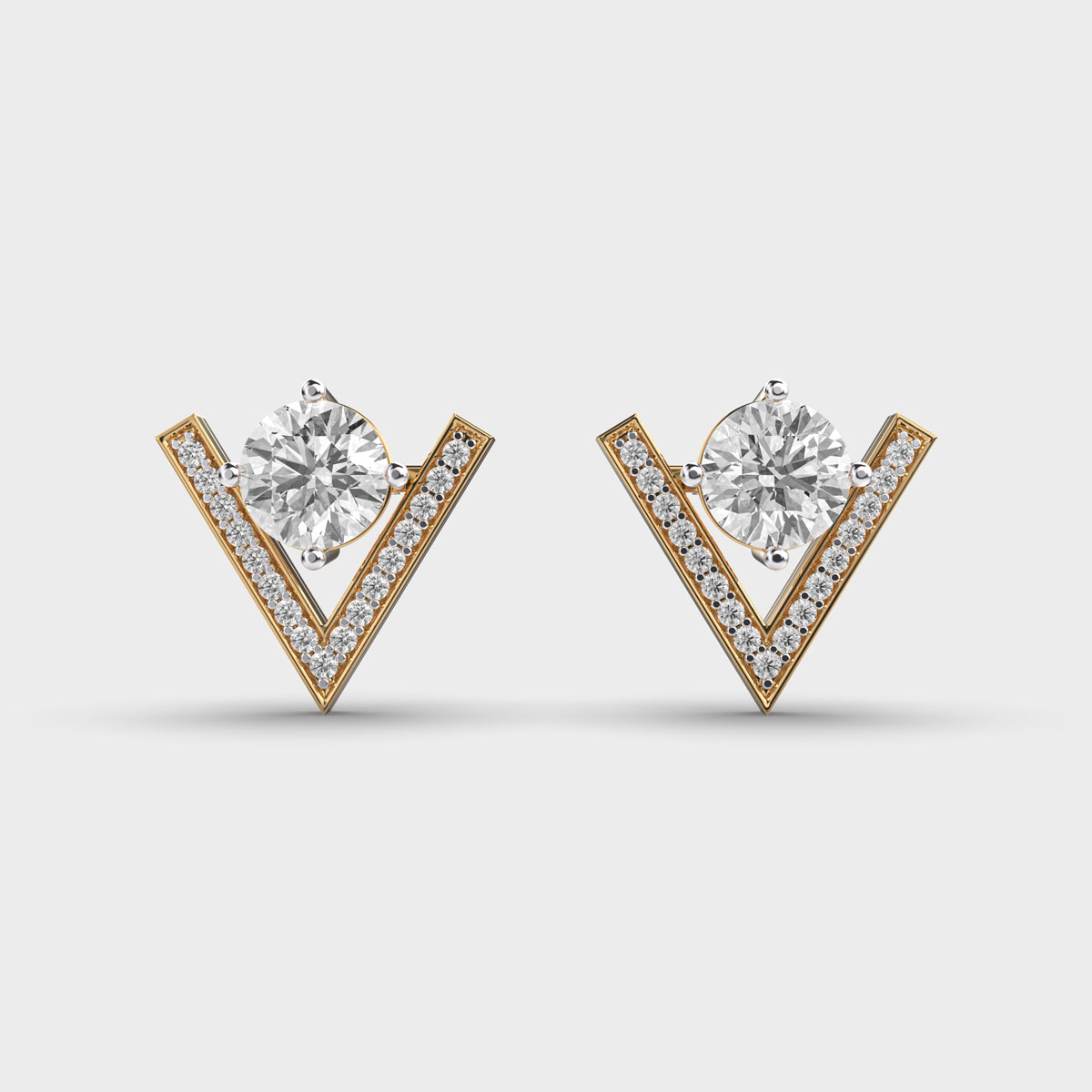 Inverted Shaped Diamond Ear Studs