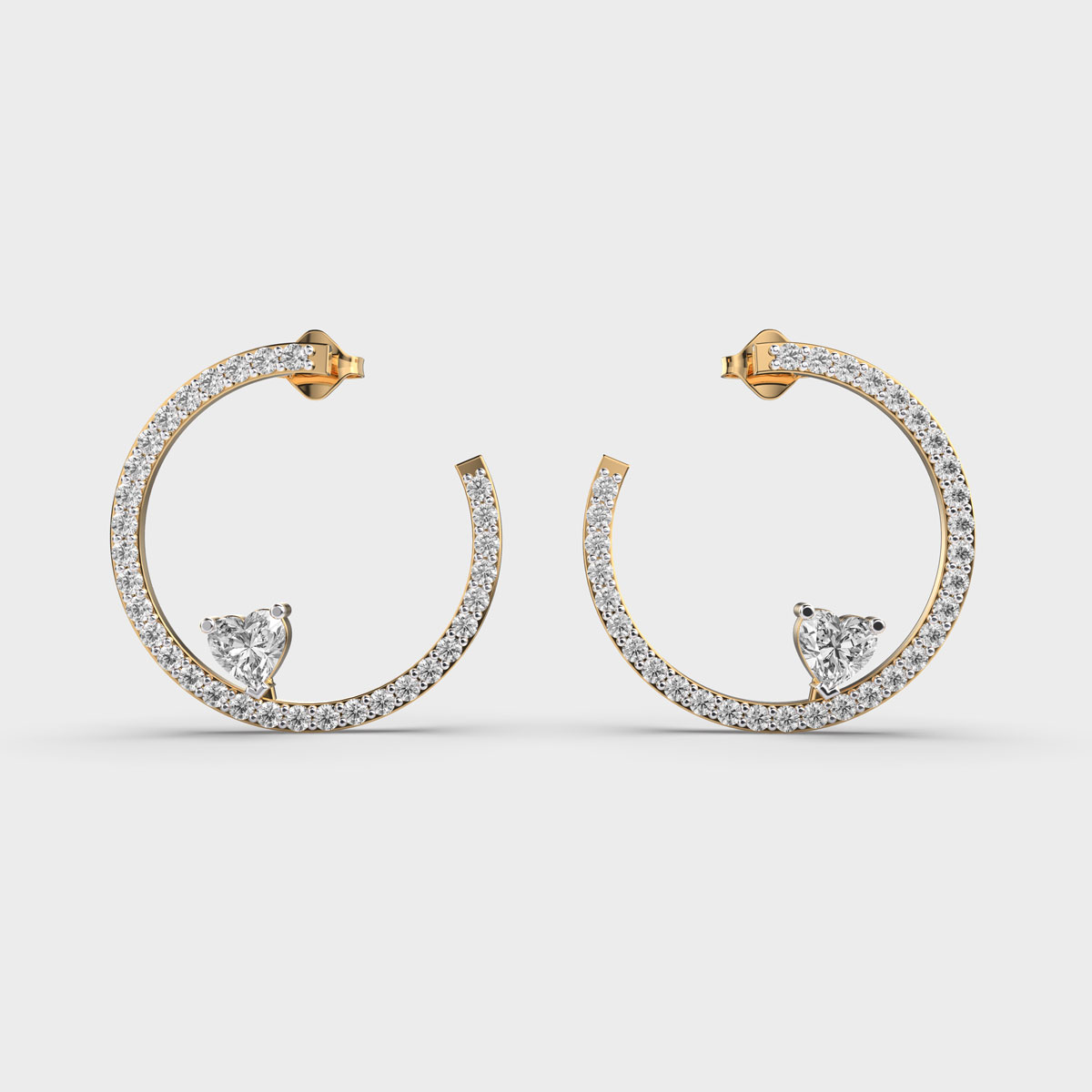 Valentine Hanging Hearts Diamond Earrings