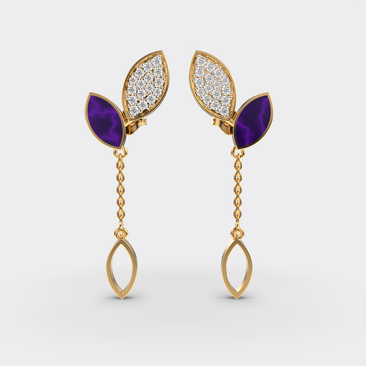 Spring Bloom Leaf Diamond Earrings