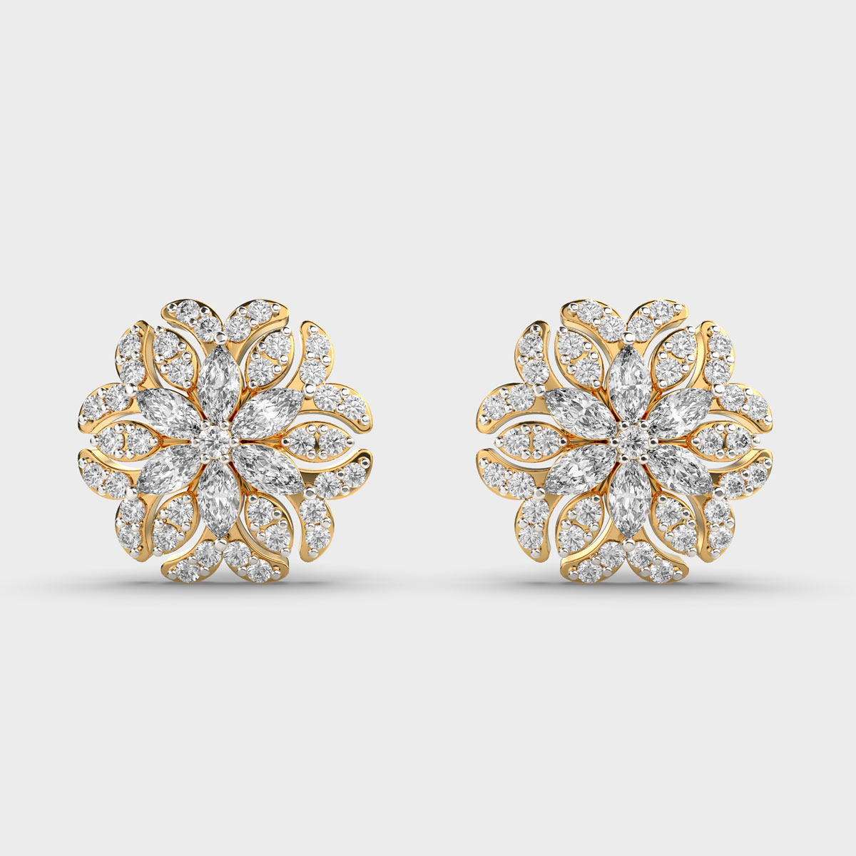 Floral Glam Mixed Diamond Earrings