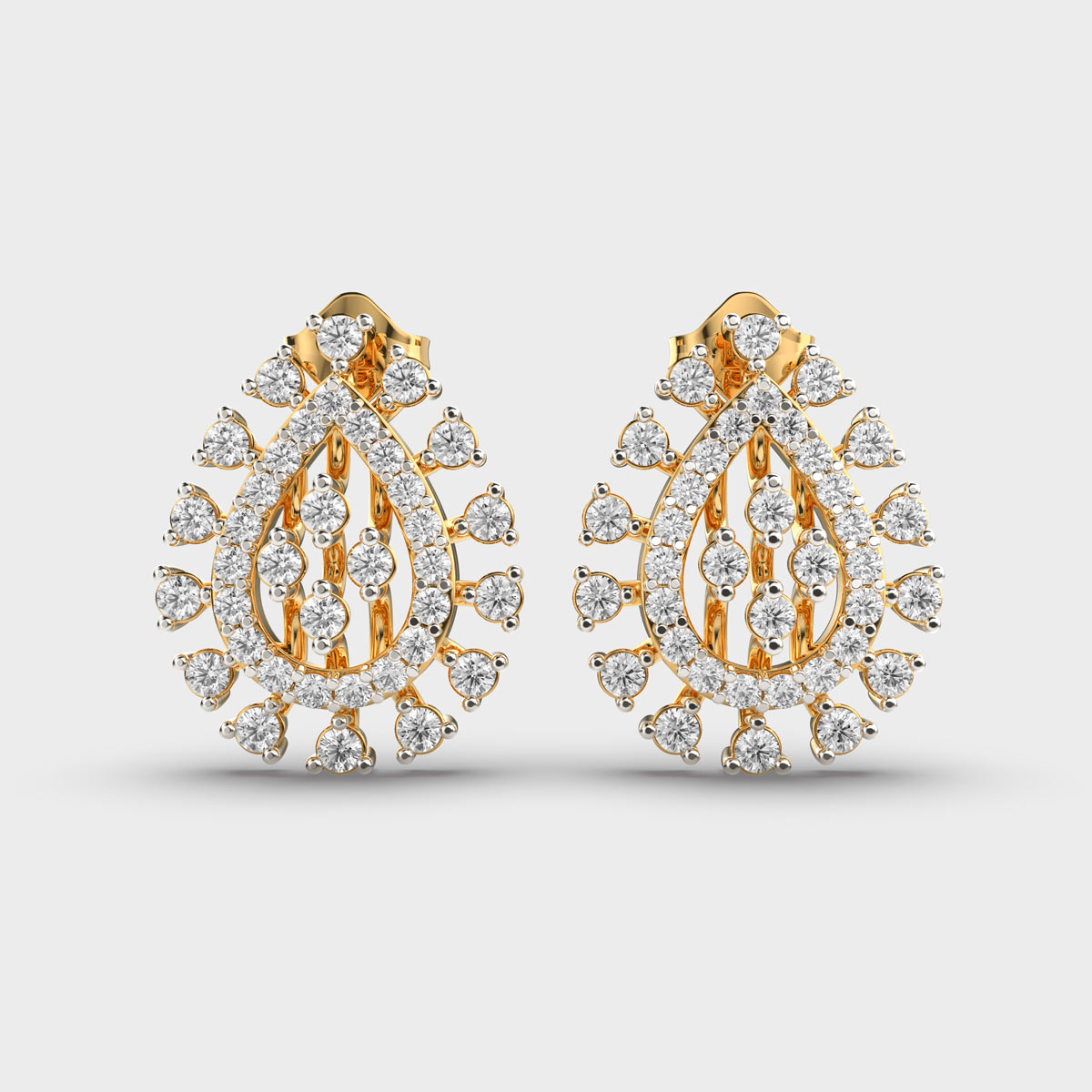 Clustered Drop Round Diamond Stud