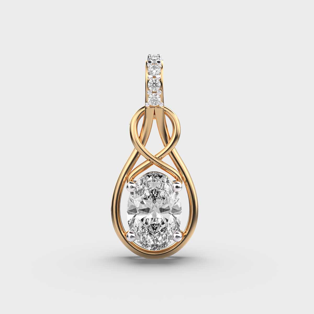 Oval Diamond in a Cage Pendant (Without Chain)