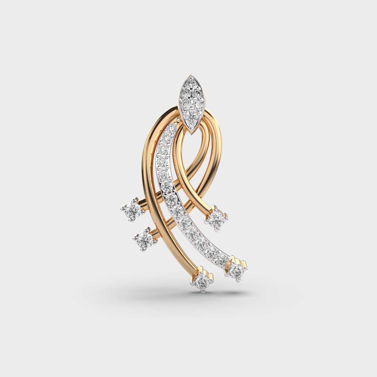 Moon Curl Swirl Diamond Pendant without Chain