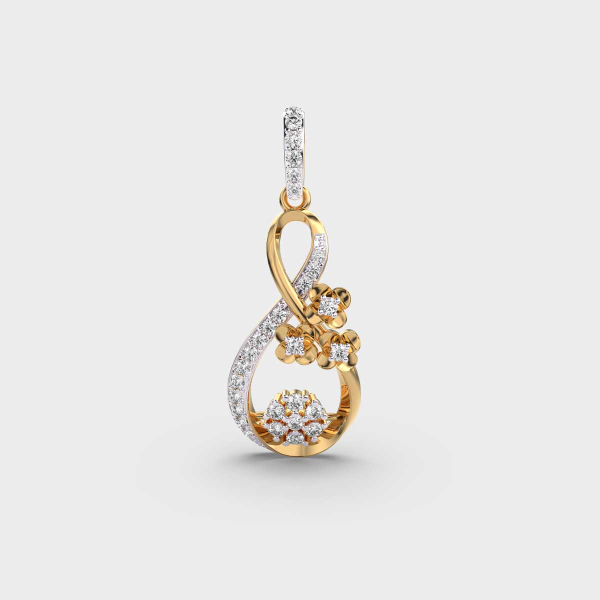 Floral Eight Loop Diamond Pendant (Without Chain)