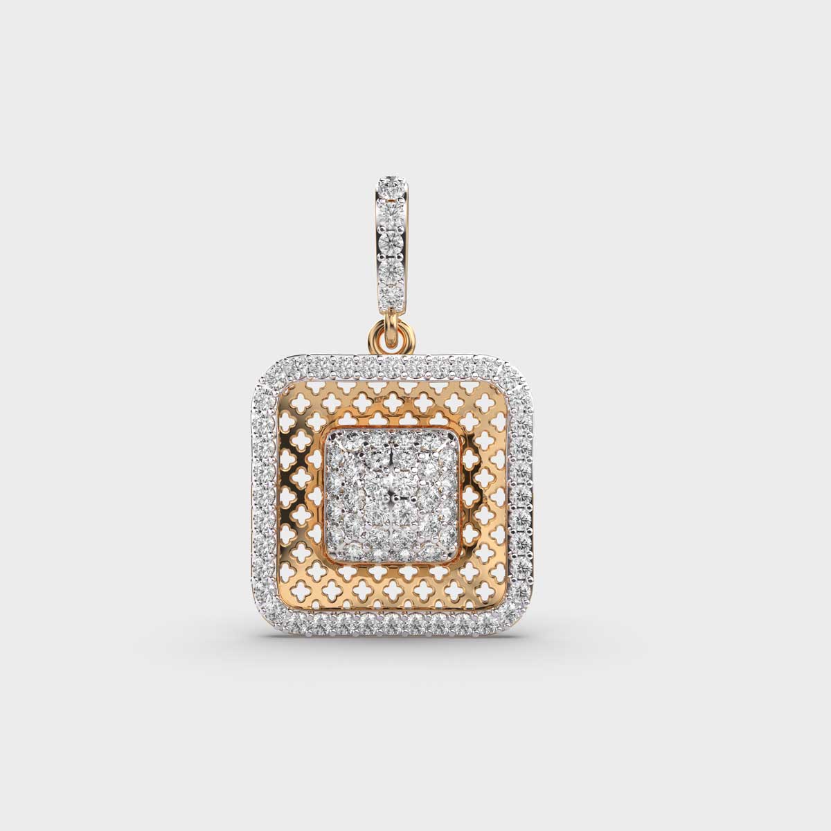 Cube Square Filgree Diamond Pendant (Without Chain)