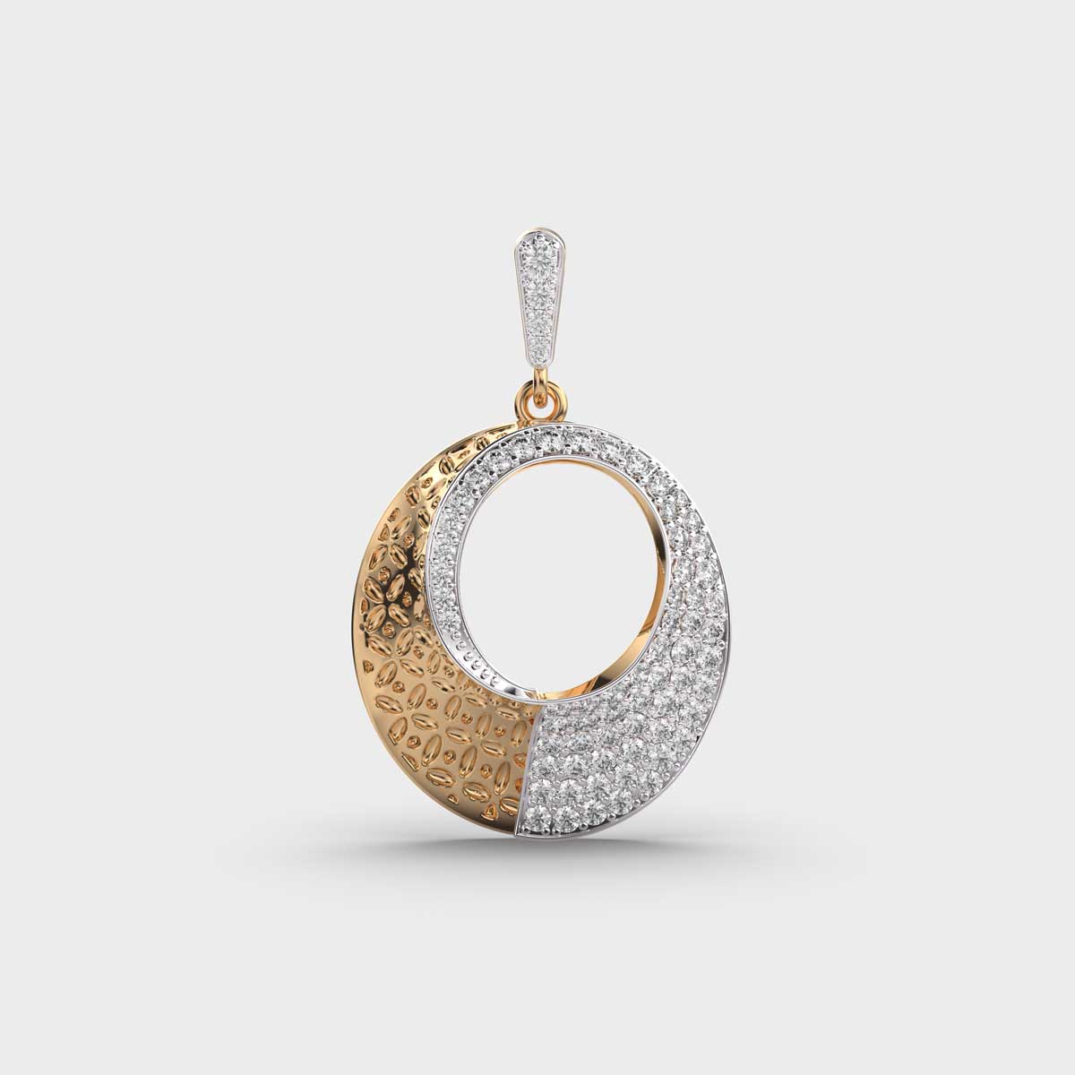 Dual Colour Circular Diamond Pendant (Without Chain)