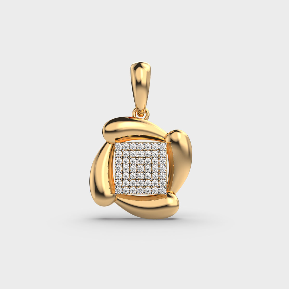 Square Glam Diamond Clustered Pendant (Without Chain)