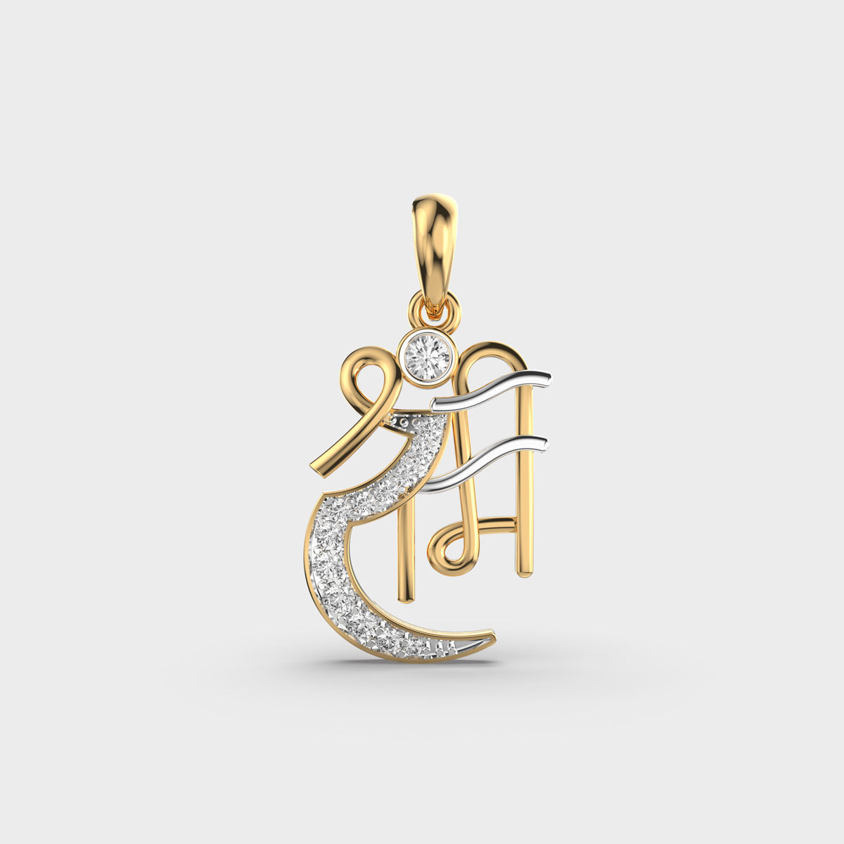 Elegant Diamond Script Pendant (Without Chain)