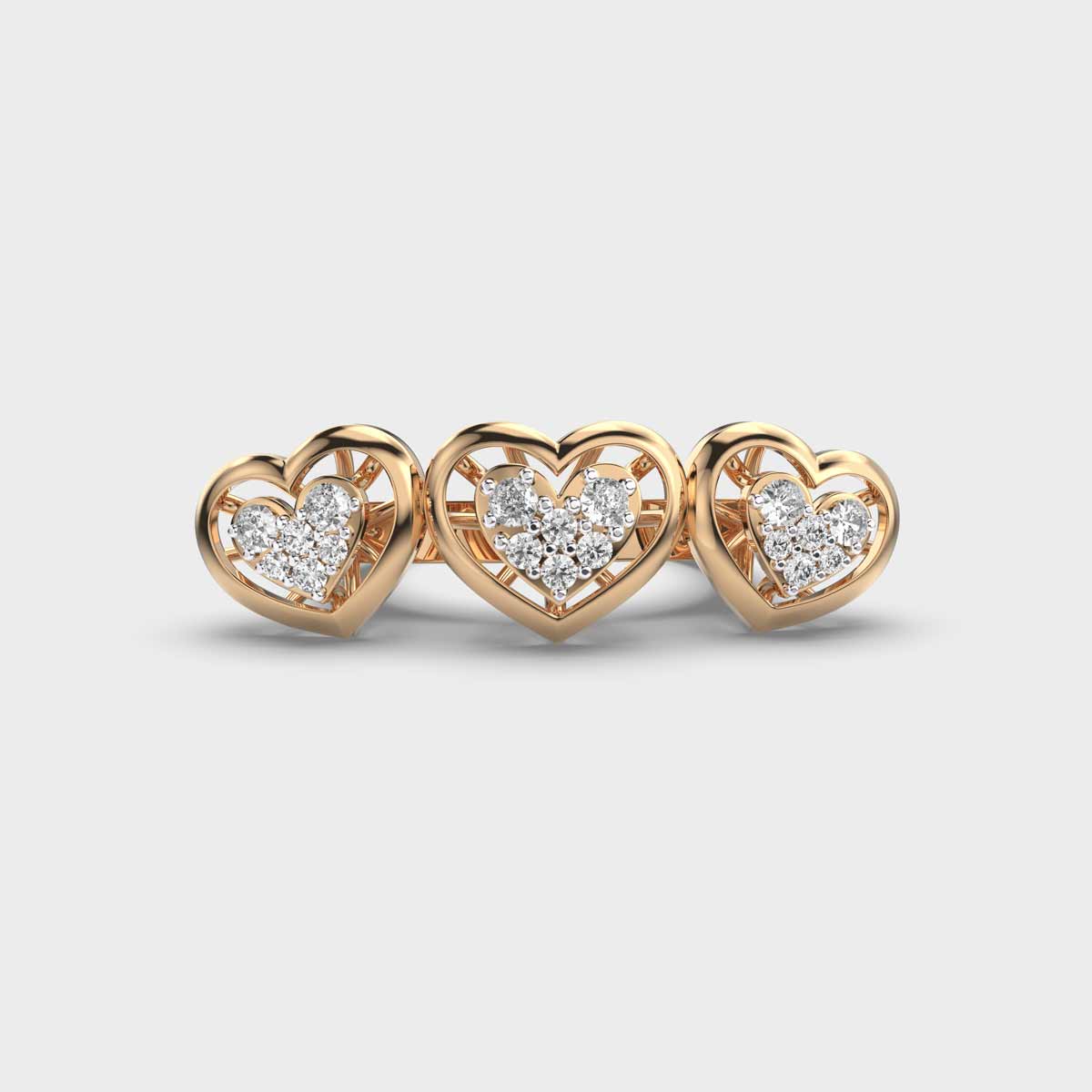 Heart Trilogy Cocktail Diamond Ring