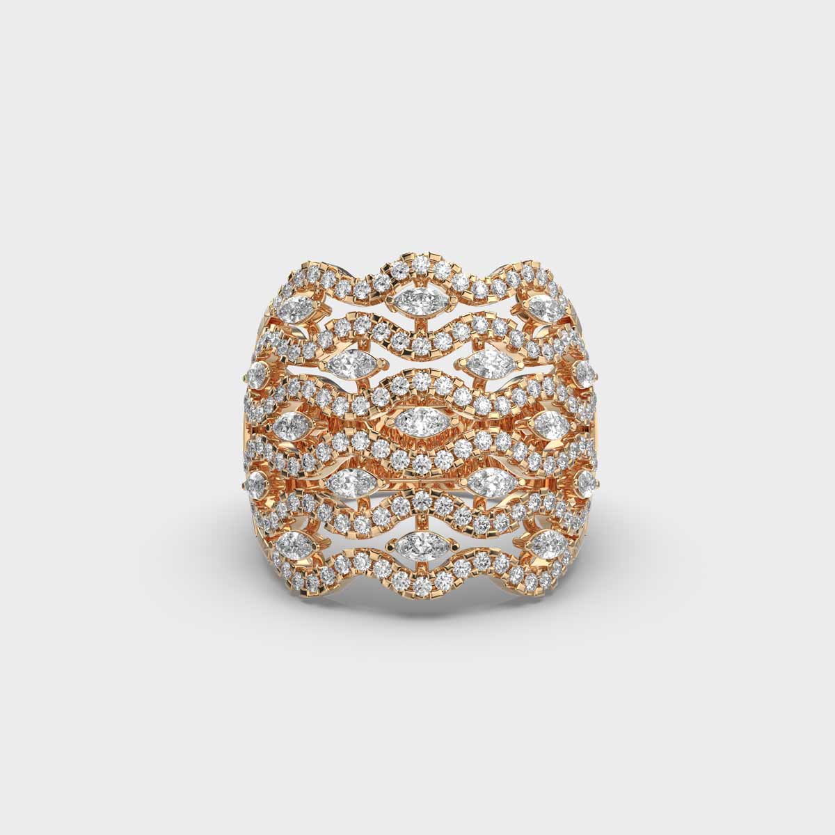 Bedazzling Waves Diamond Cocktail Ring