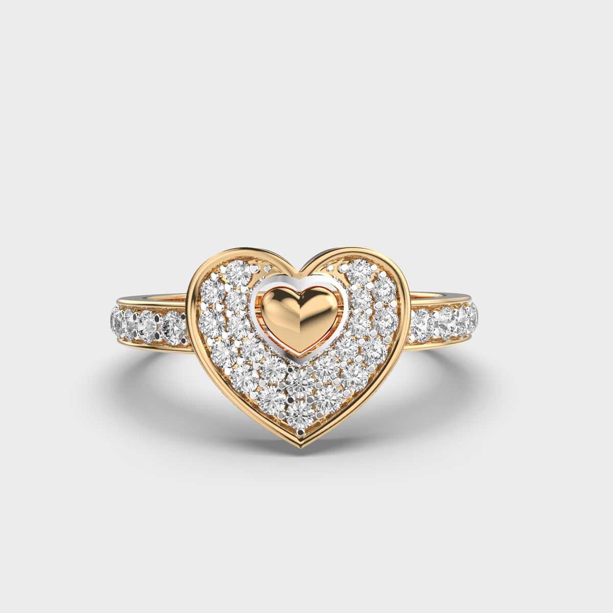 Dual Tone Heart Shaped Diamond Ring