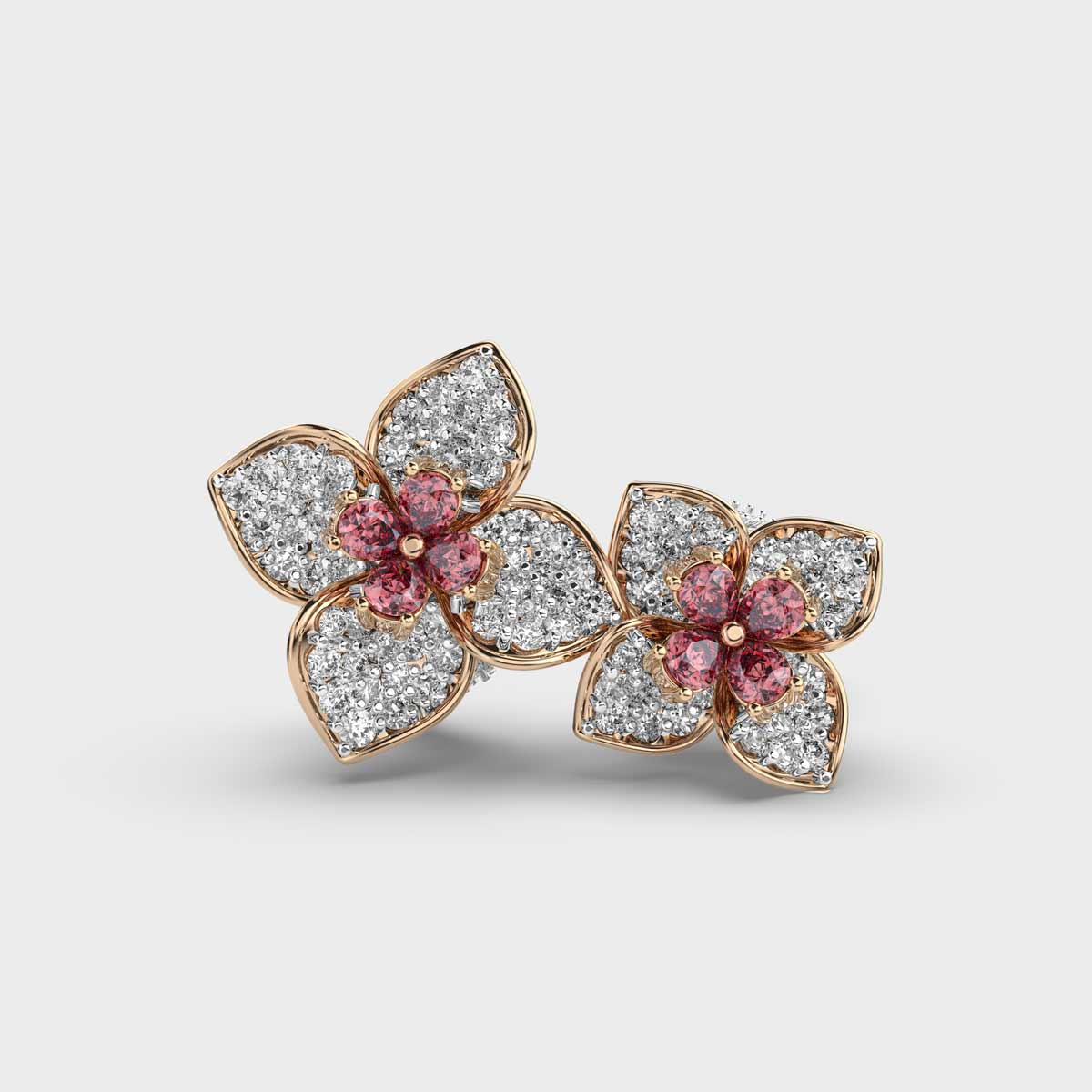 Gulmohar Flower Diamond Cocktail Ring