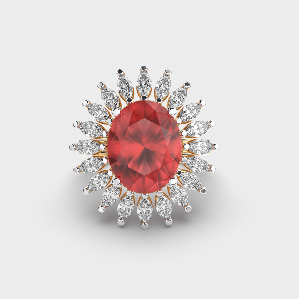 Contessa's Pride Red Stone Diamond Ring