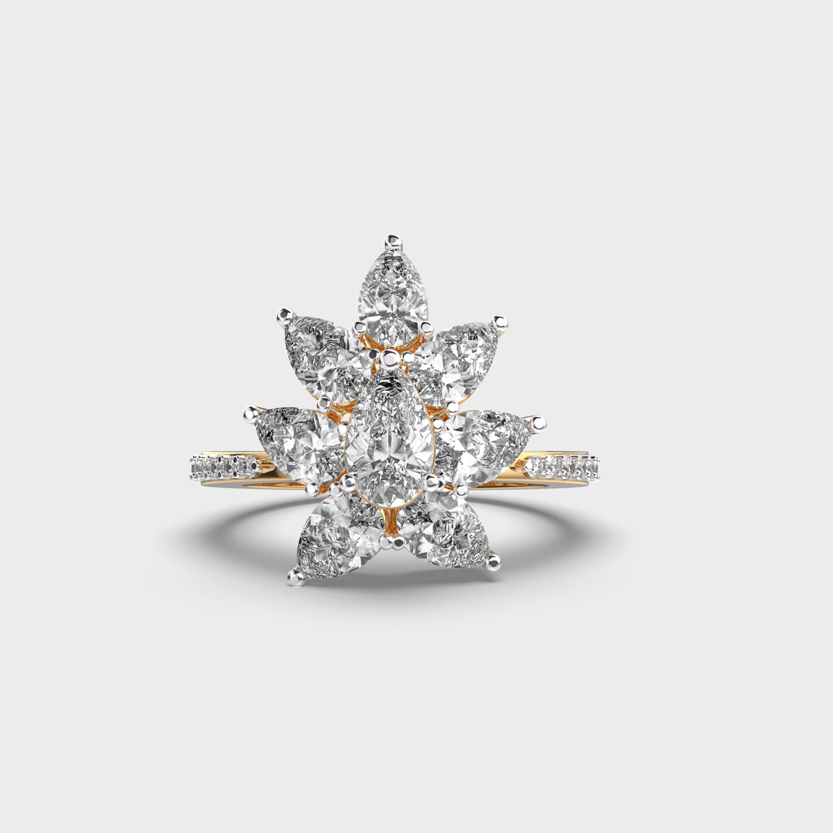 Ornate Lotus Diamond Ring
