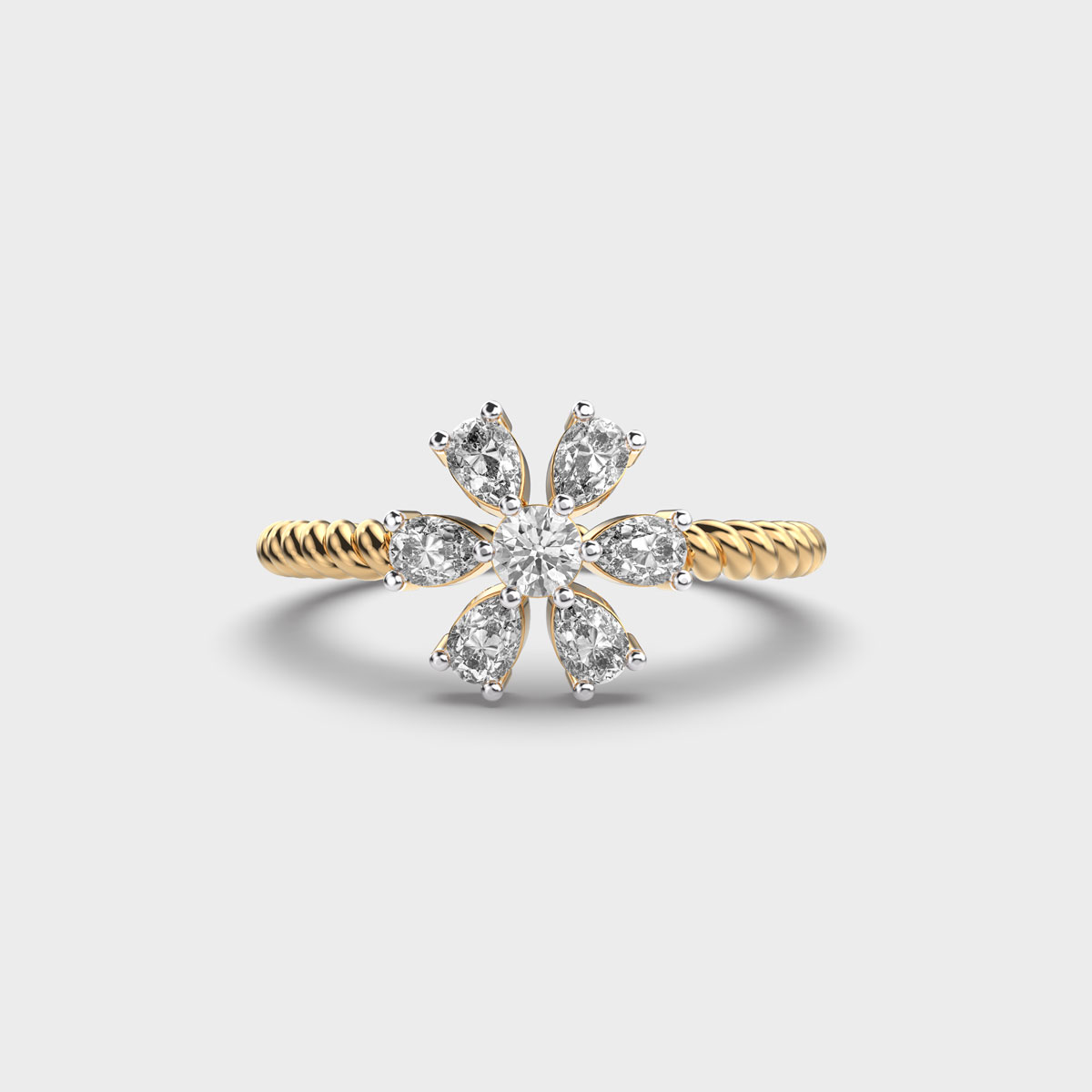 Shining Petal Daisy Diamond Ring