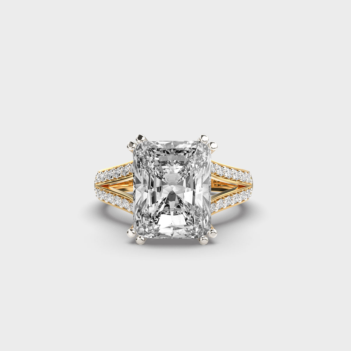 Royally Embellished Emerald Cut Diamond Ring