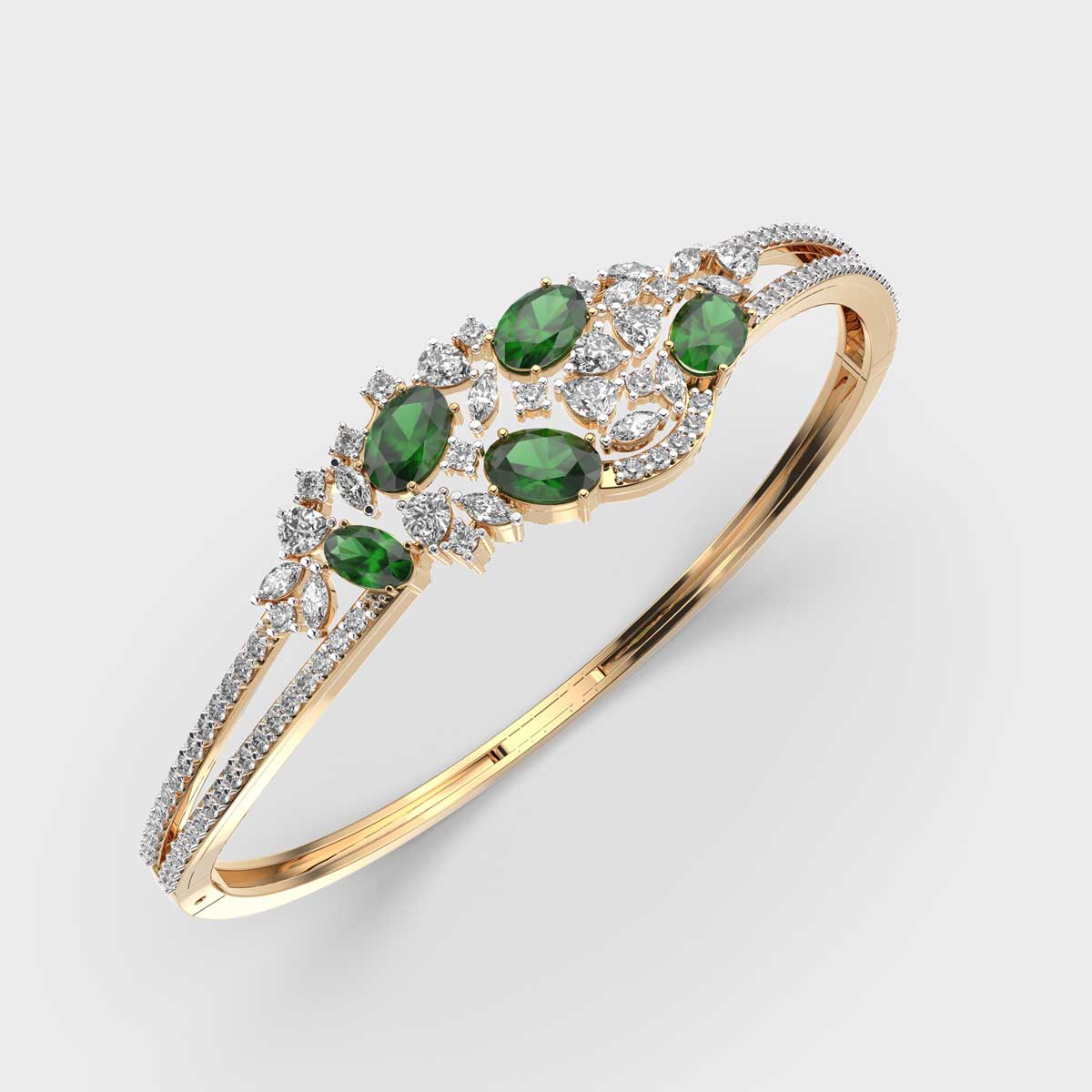 Verdant Green Gem Diamond Encrusted Bracelet