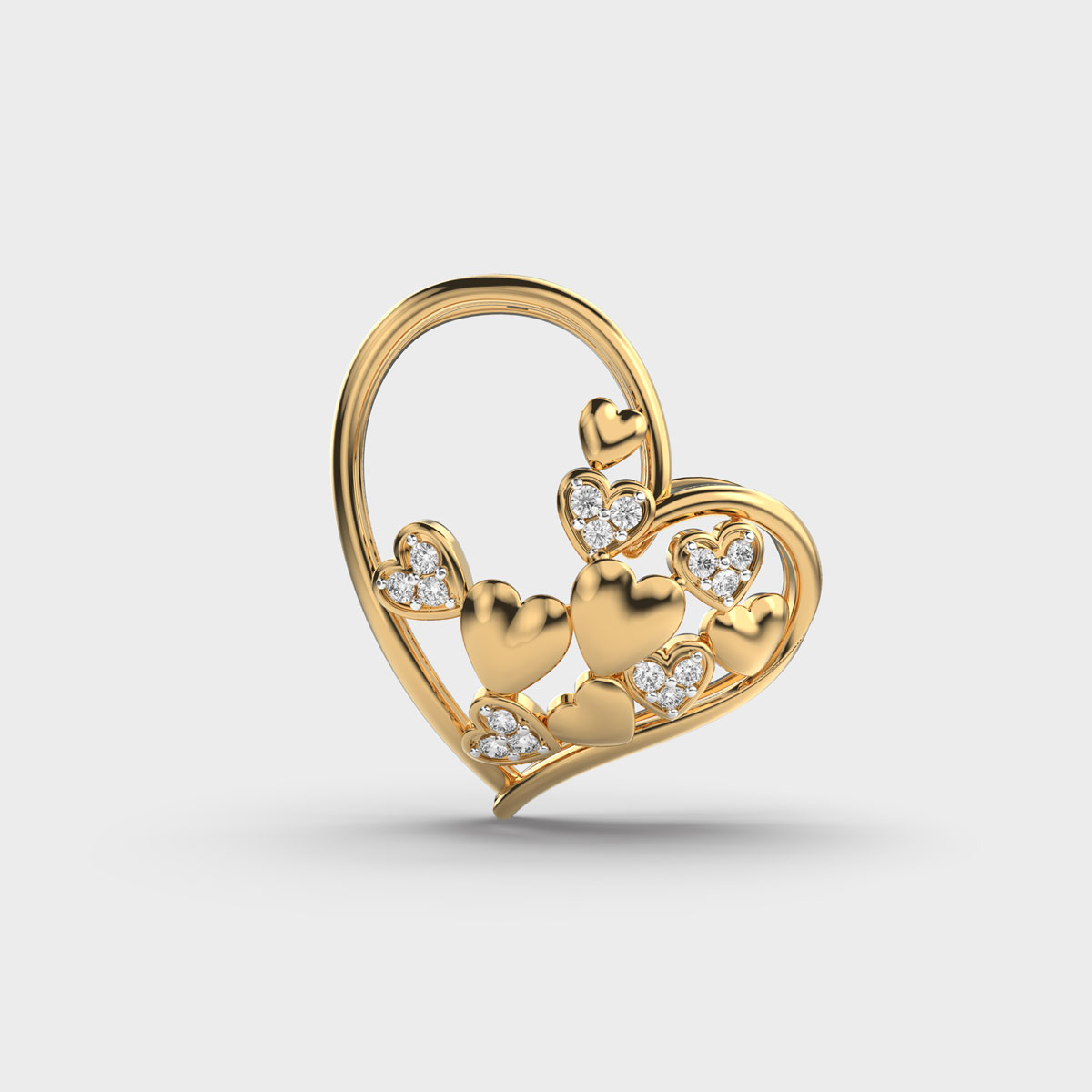 Golden Heart Cluster Pendant (Without Chain)