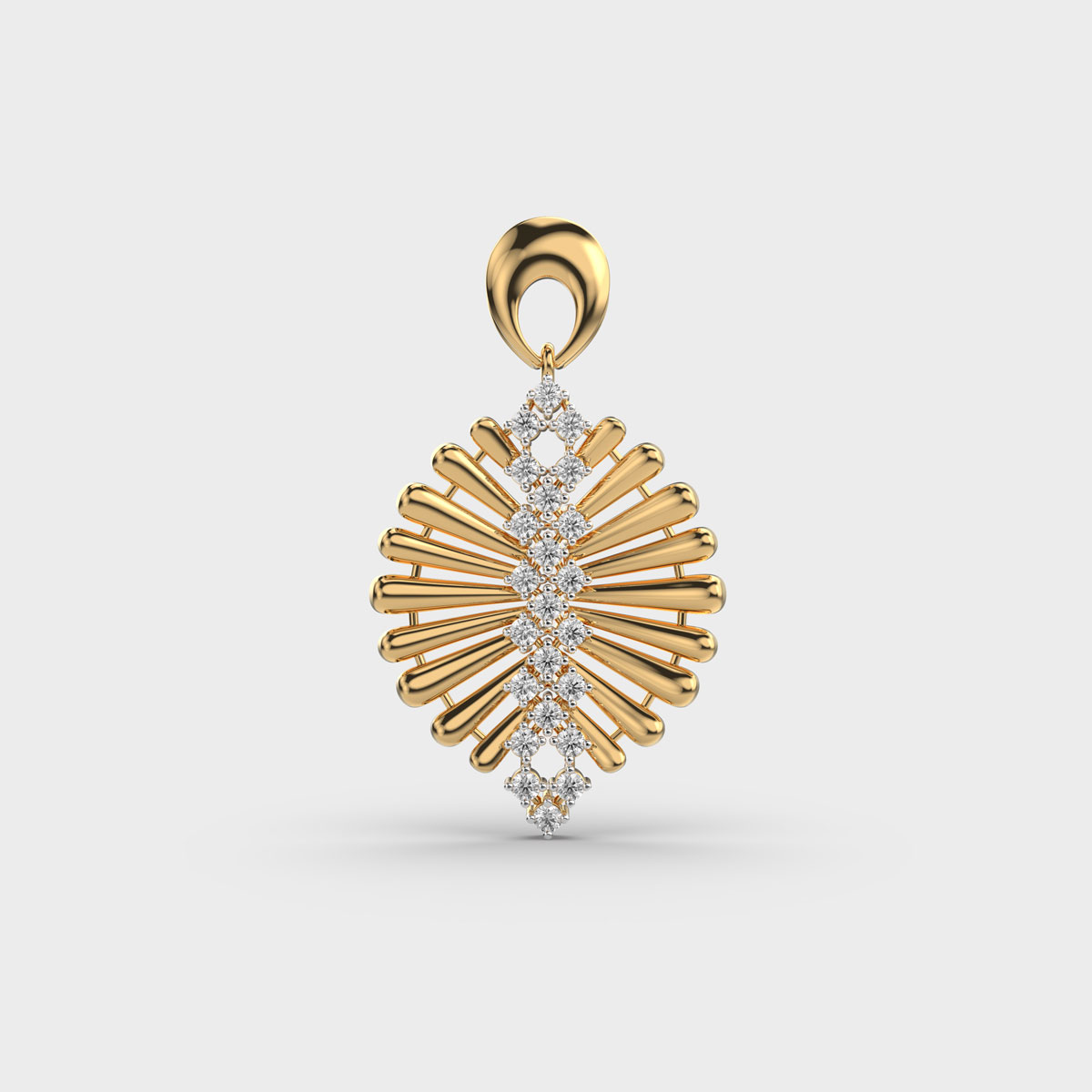 Flute Plummage Gold Pendant with Diamonds (Without Chain)