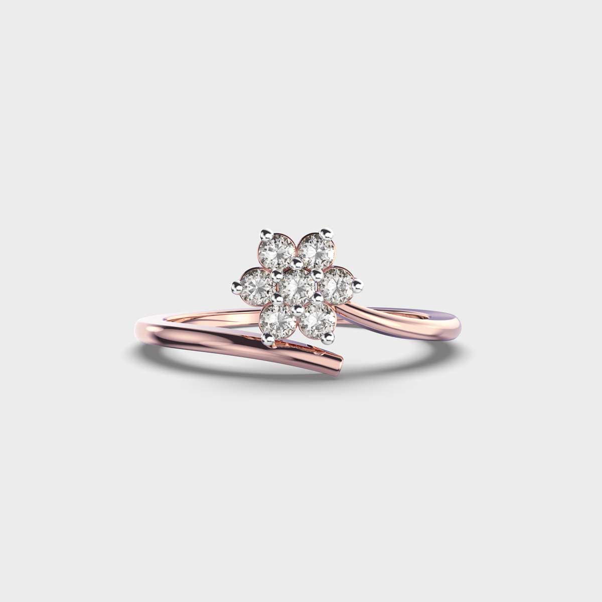 Dainty Flower And Stem Diamond Ring