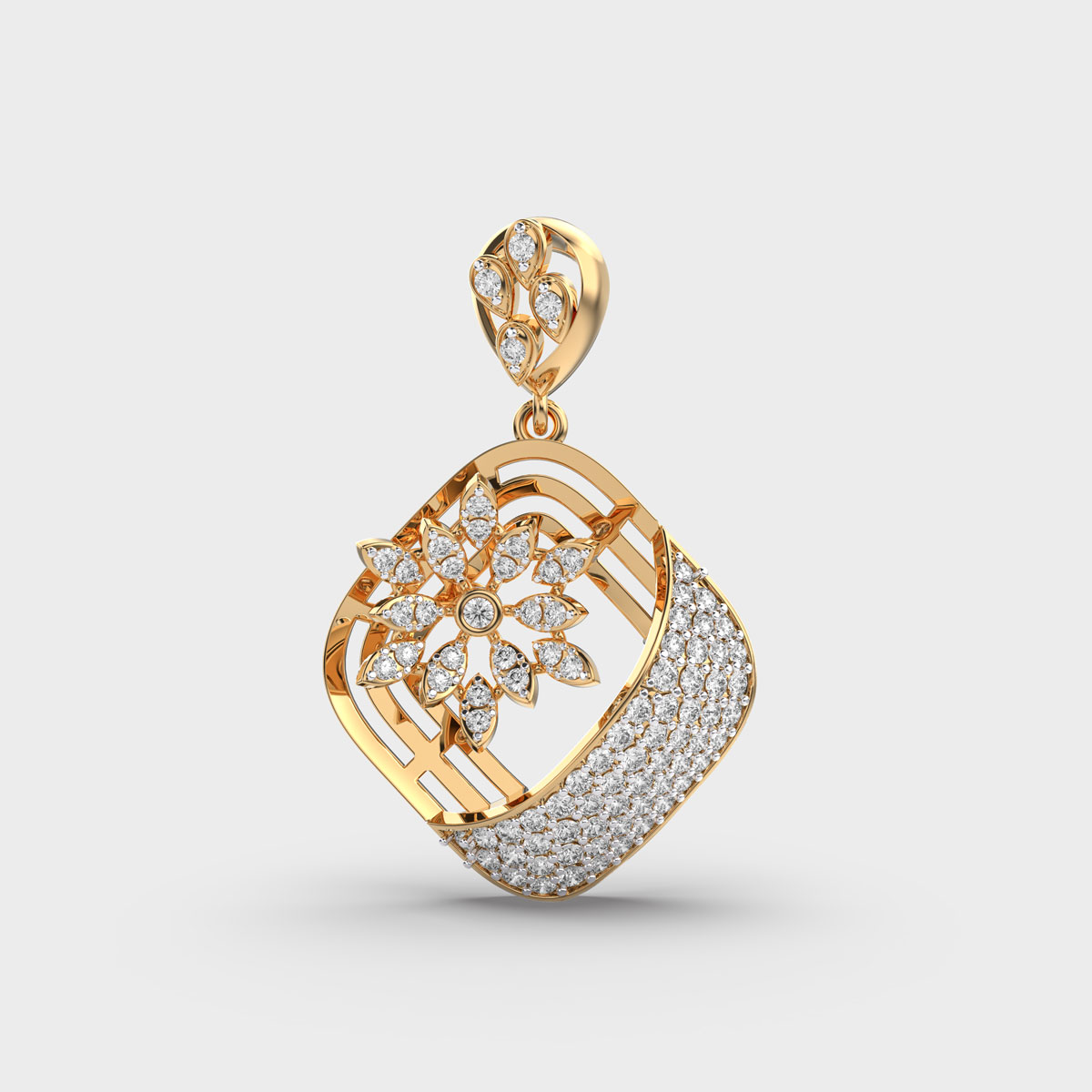Radiant Blossom Diamond Pendant (Without Chain)