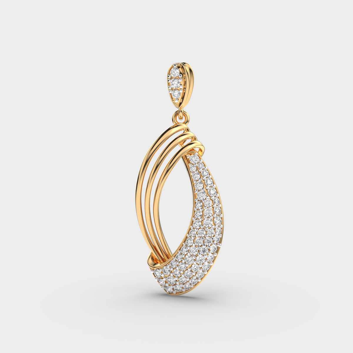 Elegant Curved Ray Diamond Pendant (Without Chain)