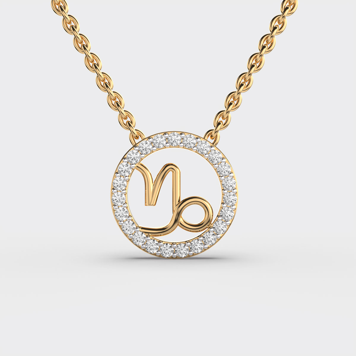 Capricorn Zodiac Diamond Pendant (With Chain)