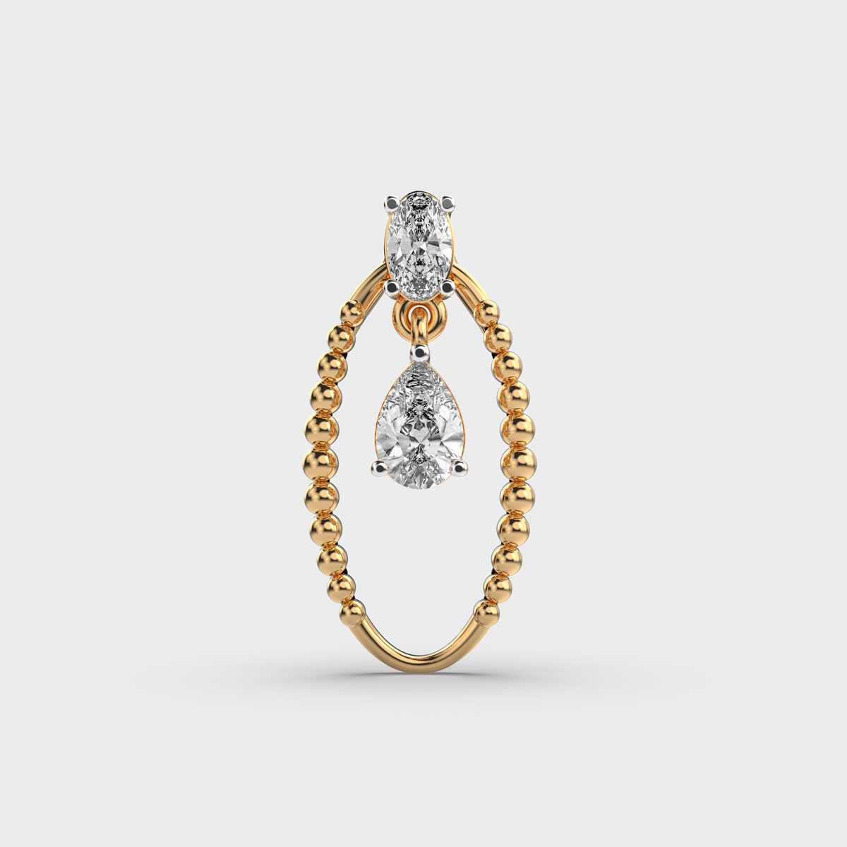 Oval Is Elegant Beaded Diamond Pendant (Without Chain)
