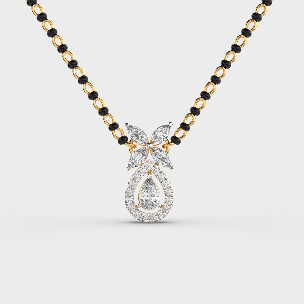 Dewpetal Drop Diamond Encrusted Mangalsutra (with chain)