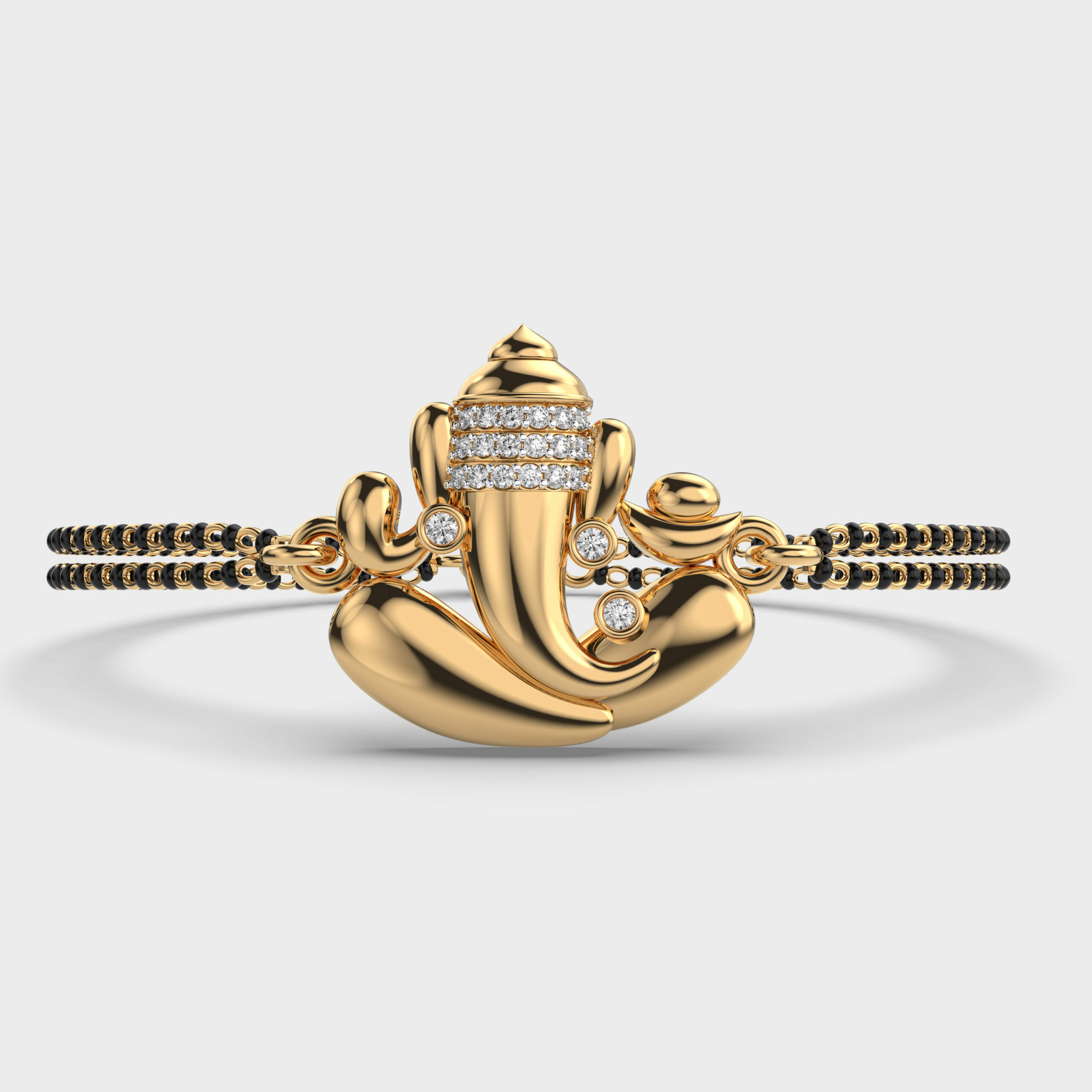 Om Ganesh Diamond Mangalsutra Bracelet with Beads