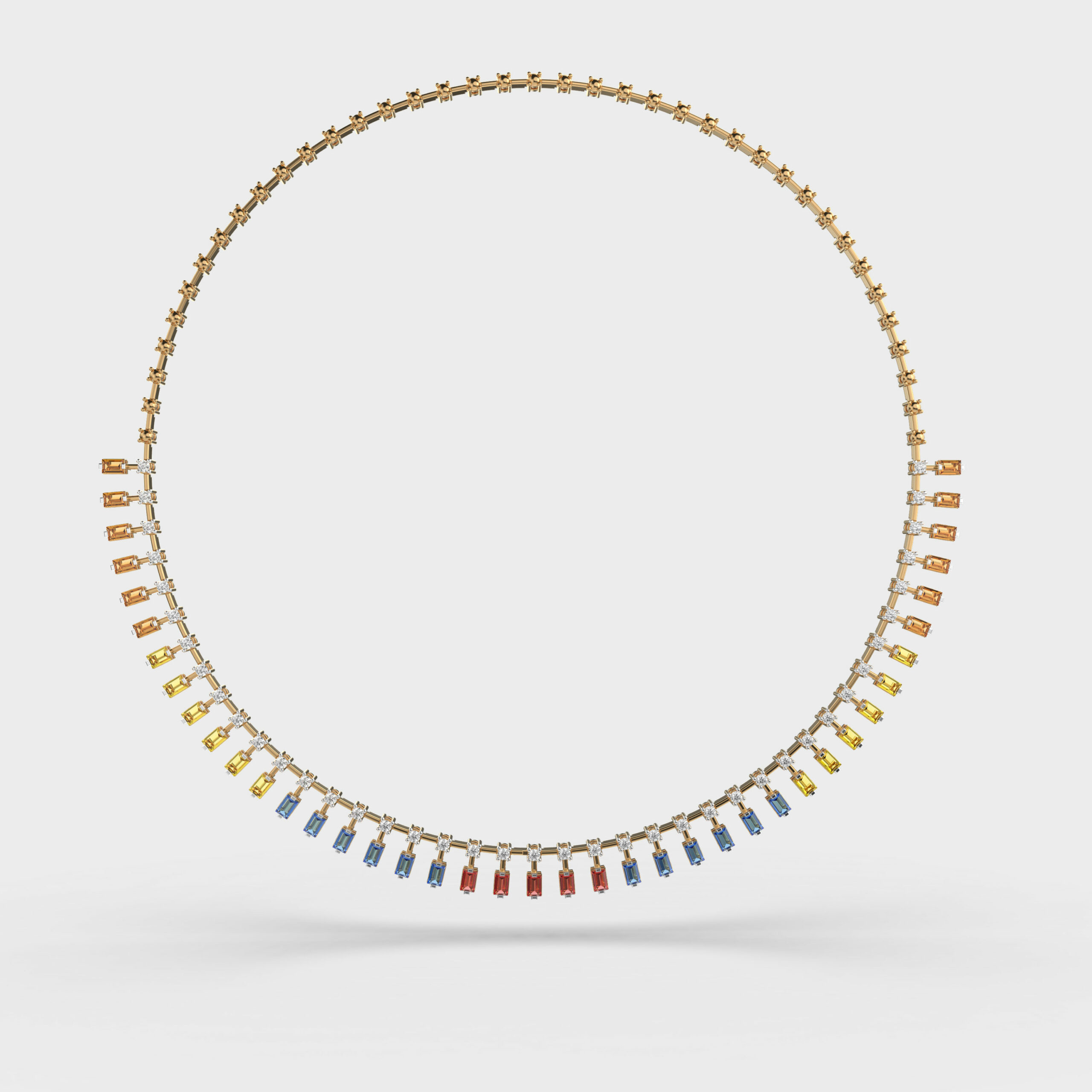 Multicolour Pretty Rainbow Diamond Necklace